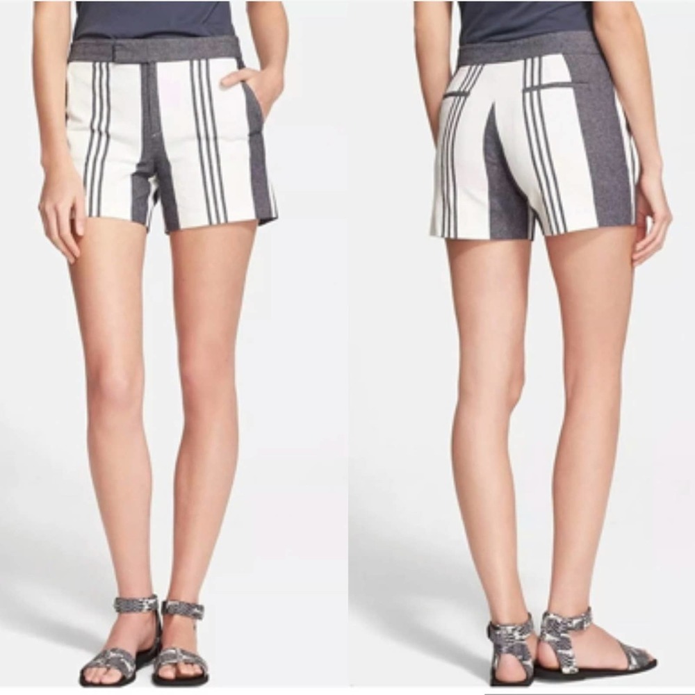 Vince Mid-Rise Short French Stripe Blue White Size 0